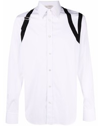 Camicia a maniche lunghe bianca e nera di Alexander McQueen
