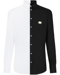 Camicia a maniche lunghe bianca e nera di Dolce & Gabbana