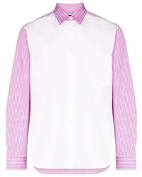 Camicia a maniche lunghe bianca e rosa di Comme Des Garcons Homme Plus