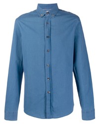 Camicia a maniche lunghe blu di Brunello Cucinelli