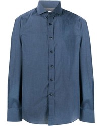 Camicia a maniche lunghe blu di Brunello Cucinelli