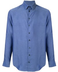 Camicia a maniche lunghe blu di Giorgio Armani