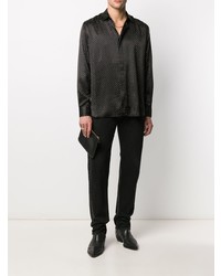 Camicia a maniche lunghe con borchie nera di Saint Laurent