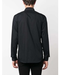 Camicia a maniche lunghe con borchie nera di Philipp Plein