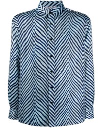 Camicia a maniche lunghe con motivo a zigzag azzurra di Acne Studios