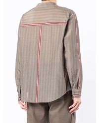 Camicia a maniche lunghe con motivo a zigzag marrone di Giorgio Armani
