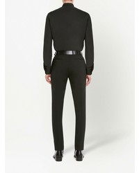 Camicia a maniche lunghe con motivo a zigzag nera di Alexander McQueen
