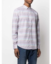Camicia a maniche lunghe con motivo a zigzag viola chiaro di Missoni