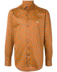 Camicia a maniche lunghe con stampa cachemire arancione di Etro
