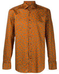 Camicia a maniche lunghe con stampa cachemire arancione di Etro