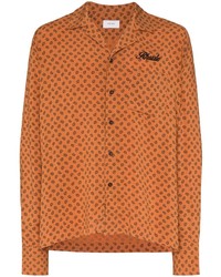 Camicia a maniche lunghe con stampa cachemire arancione di Rhude