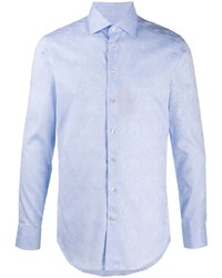Camicia a maniche lunghe con stampa cachemire azzurra di Etro