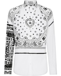 Camicia a maniche lunghe con stampa cachemire bianca di Dolce & Gabbana
