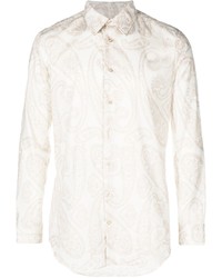 Camicia a maniche lunghe con stampa cachemire bianca di Etro