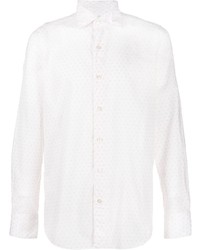 Camicia a maniche lunghe con stampa cachemire bianca di Finamore 1925 Napoli