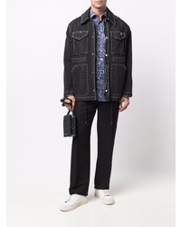 Camicia a maniche lunghe con stampa cachemire blu scuro di Karl Lagerfeld
