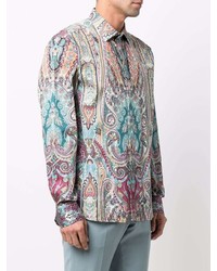 Camicia a maniche lunghe con stampa cachemire multicolore di Etro