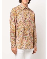 Camicia a maniche lunghe con stampa cachemire multicolore di Etro