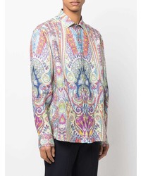 Camicia a maniche lunghe con stampa cachemire multicolore di Etro