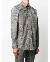 Camicia a maniche lunghe con stampa cachemire multicolore di Etro