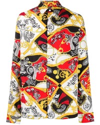 Camicia a maniche lunghe con stampa cachemire multicolore di VERSACE JEANS COUTURE