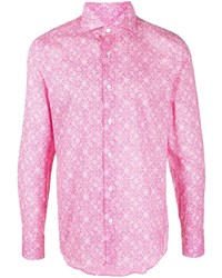Camicia a maniche lunghe con stampa cachemire rosa di Fedeli