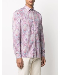 Camicia a maniche lunghe con stampa cachemire rosa di Etro