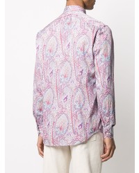 Camicia a maniche lunghe con stampa cachemire rosa di Etro