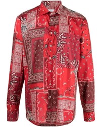 Camicia a maniche lunghe con stampa cachemire rossa di Etro