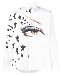 Camicia a maniche lunghe con stelle bianca di Roberto Cavalli