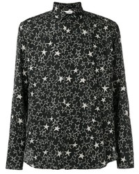 Camicia a maniche lunghe con stelle nera e bianca di Saint Laurent