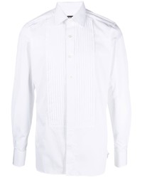 Camicia a maniche lunghe con volant bianca di Tom Ford