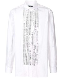Camicia a maniche lunghe decorata bianca di Balmain