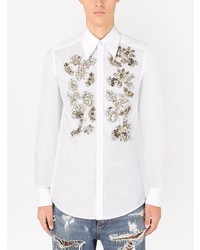 Camicia a maniche lunghe decorata bianca di Dolce & Gabbana