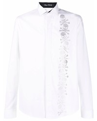 Camicia a maniche lunghe decorata bianca di Philipp Plein