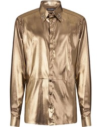Camicia a maniche lunghe decorata dorata di Dolce & Gabbana