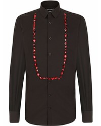 Camicia a maniche lunghe decorata nera di Dolce & Gabbana