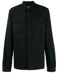 Camicia a maniche lunghe decorata nera di Saint Laurent