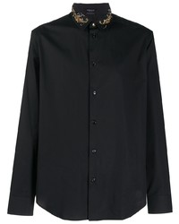 Camicia a maniche lunghe decorata nera di Versace