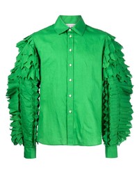 Camicia a maniche lunghe decorata verde di Walter Van Beirendonck