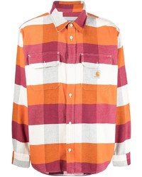 Camicia a maniche lunghe di flanella a quadri arancione di Carhartt WIP