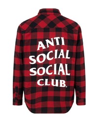 Camicia a maniche lunghe di flanella a quadri rossa e nera di Anti Social Social Club