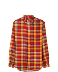 Camicia a maniche lunghe di flanella a quadri rossa di Gitman Vintage