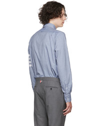 Camicia a maniche lunghe di flanella azzurra di Thom Browne