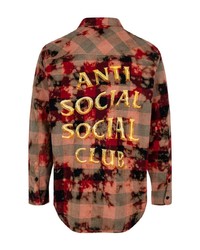 Camicia a maniche lunghe di flanella effetto tie-dye rossa di Anti Social Social Club