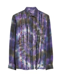 Camicia a maniche lunghe di flanella effetto tie-dye viola