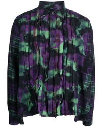 Camicia a maniche lunghe di flanella effetto tie-dye viola di Needles