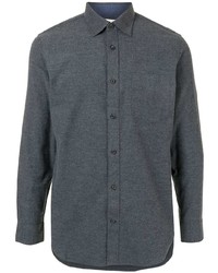 Camicia a maniche lunghe di flanella grigio scuro di Kent & Curwen