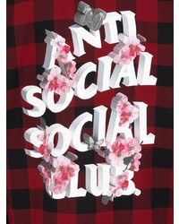 Camicia a maniche lunghe di flanella scozzese bordeaux di Anti Social Social Club