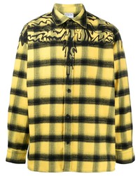 Camicia a maniche lunghe di flanella scozzese gialla di Marcelo Burlon County of Milan